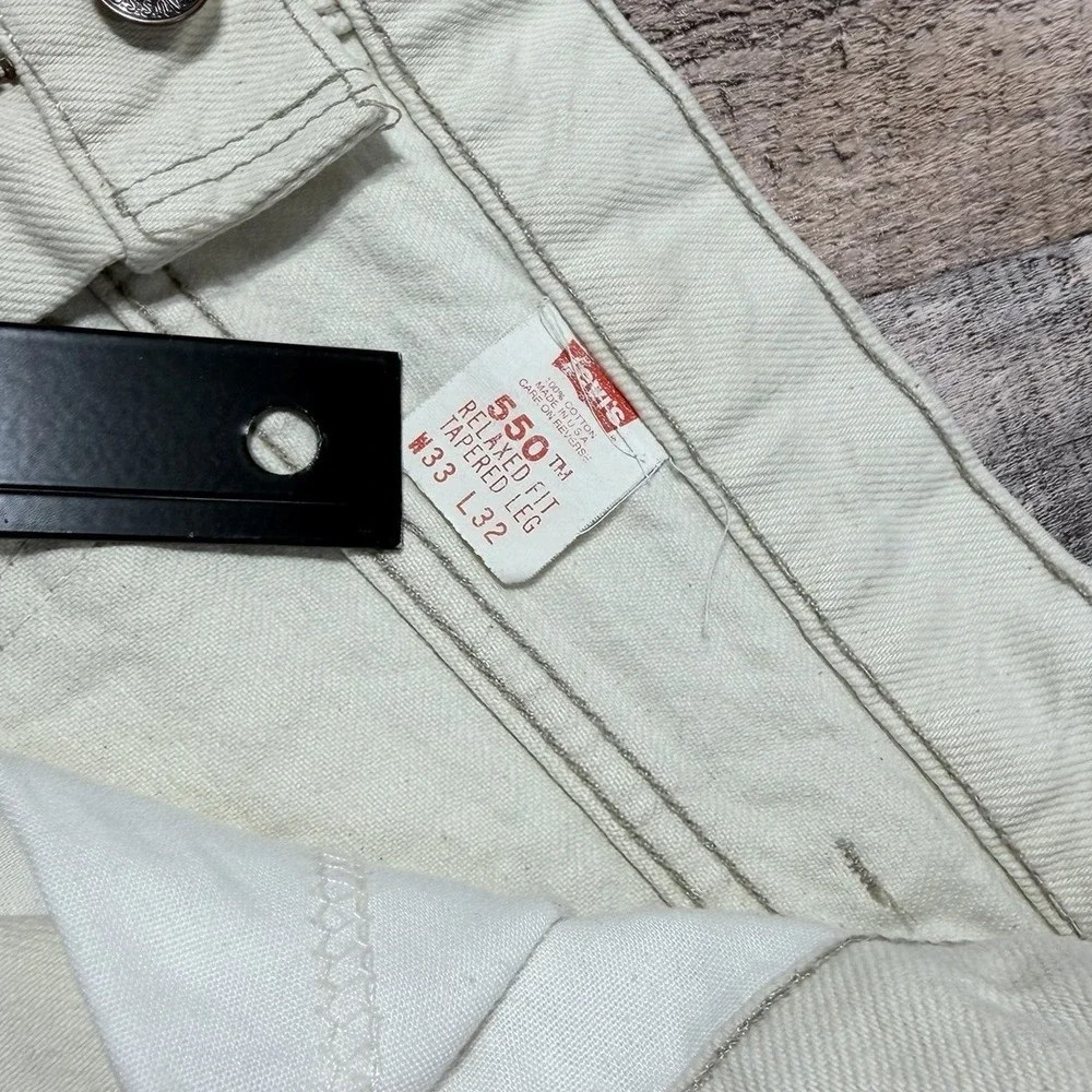 Vintage Levis 550‎ Orange Tab 33x32 White Jeans Made in USA 1995 Mens Distressed